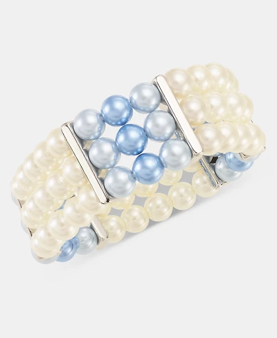 Charter Club Imitation Pearl Triple Row Stretch Bracelet, Macy's Exclusive