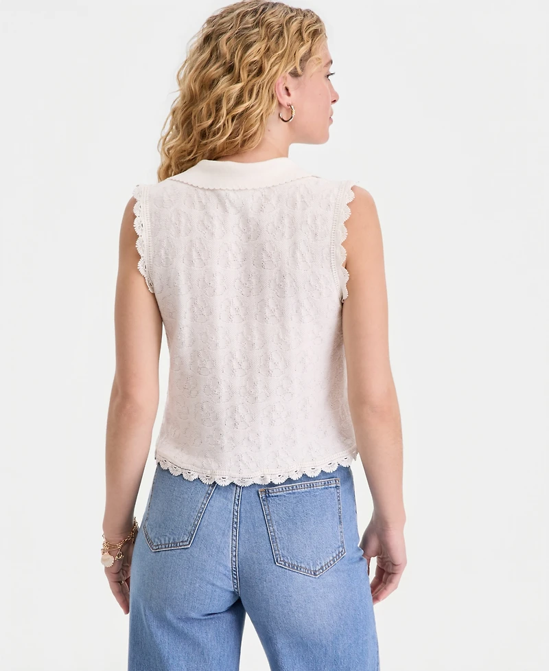 On 34th Women's Tie-Front Sleeveless Crochet Sweater, Macy's Exclusive