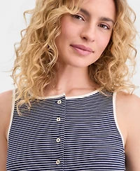 On 34th Women's Thin Stripe Rib Button-Up Tank Top, Macy's Exclusive