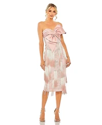 Mac Duggal Women's Bow Front Ombre Fringe Detailed Dress