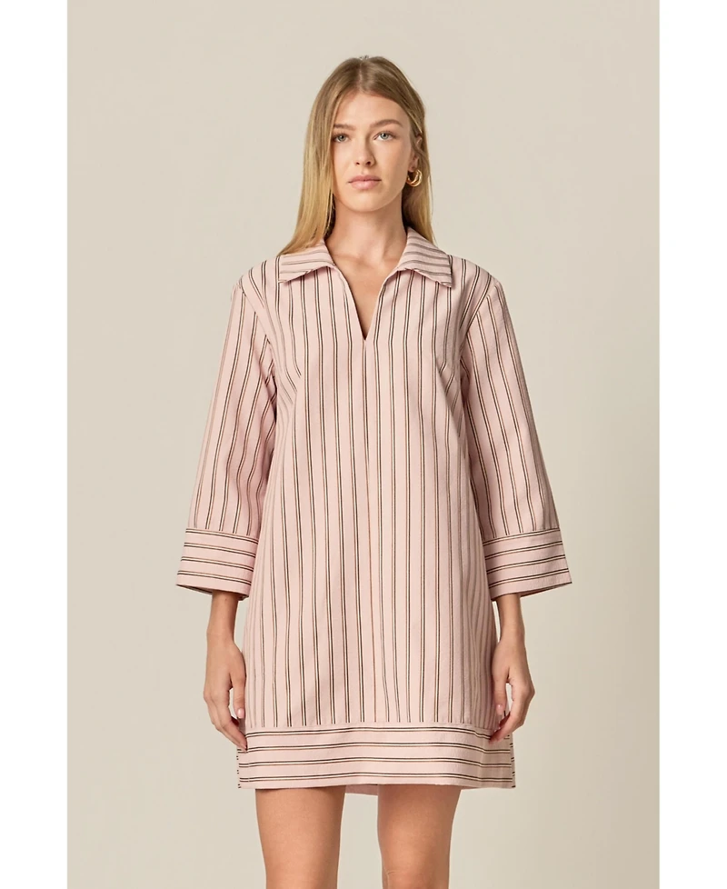 English Factory Women's Stripe Collared Mini Dress