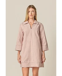 English Factory Women's Stripe Collared Mini Dress