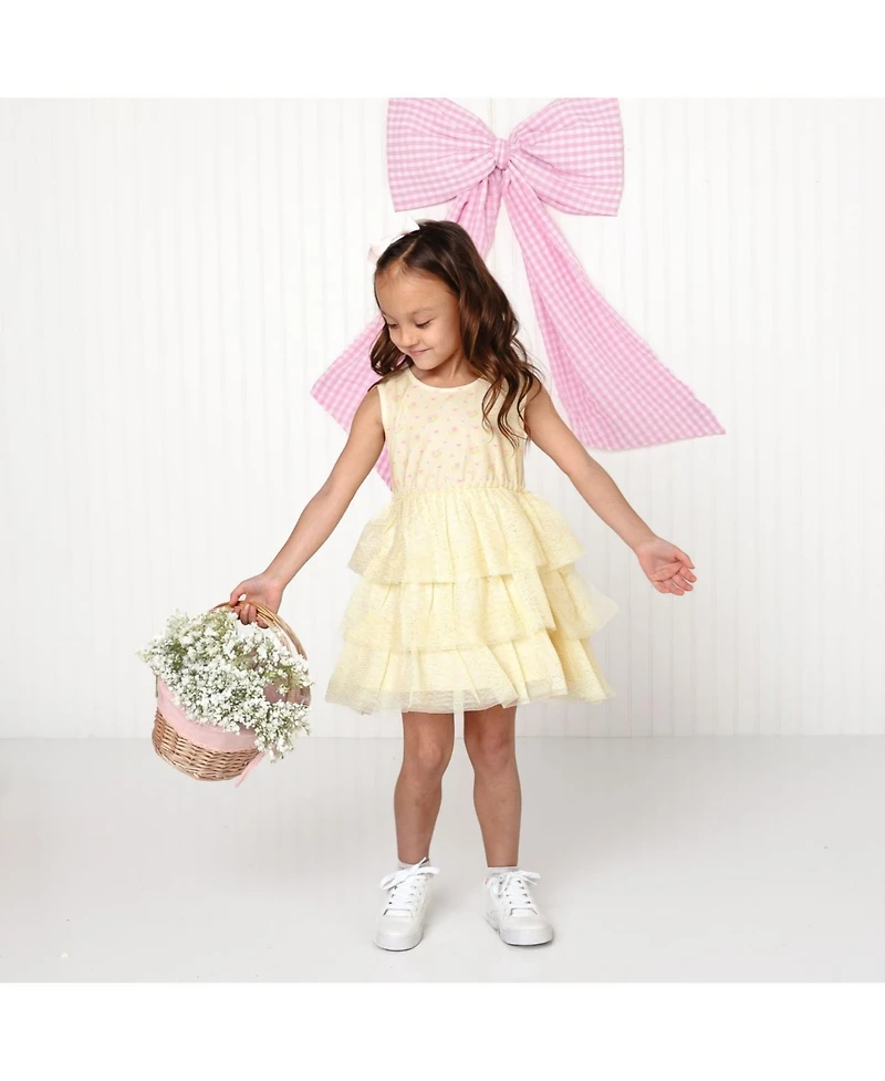 Sweet Wink Little Girls Lemon Floral Tank Tutu Dress