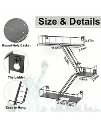 Yigii Metal Wall Shelves with Baskets for Home Decor