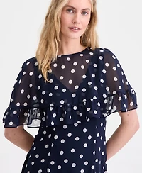 On 34th Women's Scattered Dot-Print Chiffon Ruffle Cape Mini Dress, Macy's Exclusive