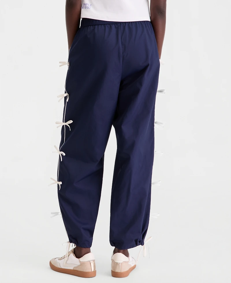On 34th Women's High-Rise Bow-Trim Nylon Pull-On Pants, Macy's Exclusive