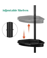 Homfan Corner Shower Caddy Tension Pole, Rust-Resistant Bathroom Storage Organizer with 4-Tier Adjustable Shelves & Rubber Pad, 101.6''- 122'' Height