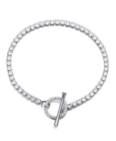 Adornia Silver Crystal Toggle Tennis Bracelet