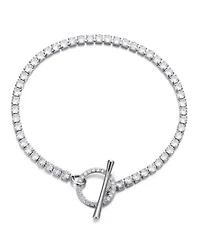 Adornia Silver Crystal Toggle Tennis Bracelet