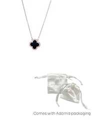 Adornia Rose Gold Cz Black Clover Necklace