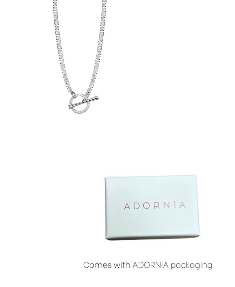 Adornia Silver Crystal Toggle Tennis Necklace