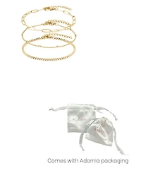 Adornia Tarnish Resistant Gold 3-Chain Bracelet Set