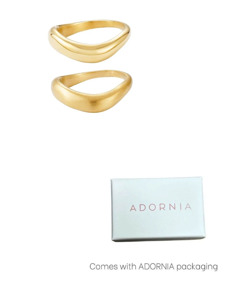Adornia Tarnish Resistant Gold Nesting Curved Band Ring Set