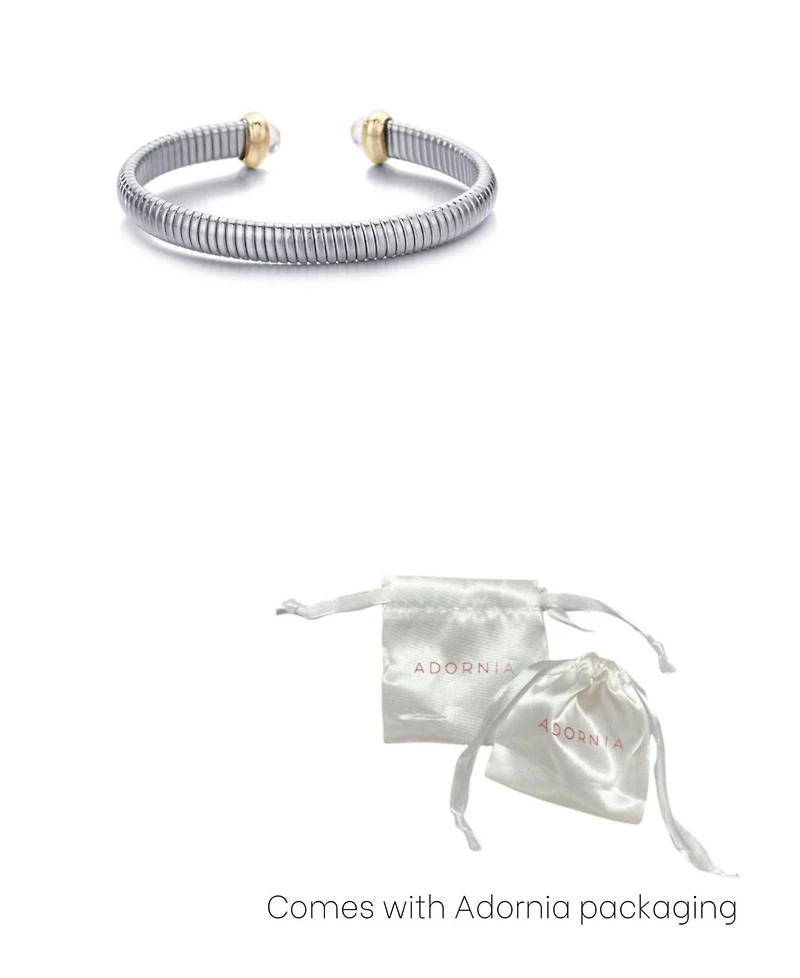 Adornia Silver Coil Clear Stones Cuff Bracelet