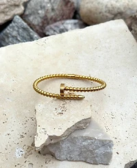 Adornia Tarnish Resistant Gold Beaded Nail Cuff Bracelet
