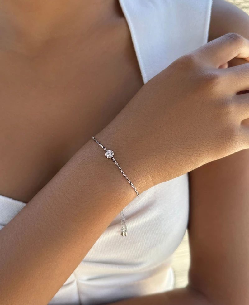 Adornia Silver Cz Halo Bolo Bracelet