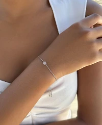 Adornia Silver Cz Halo Bolo Bracelet
