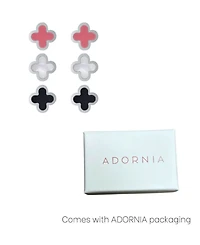 Adornia Tarnish Resistant Silver Set of 3 Clover Stud Earrings