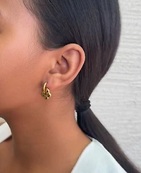Adornia Tarnish Resistant Gold Flower Huggie Hoop Earrings