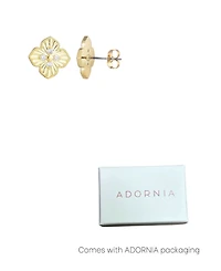 Adornia Gold Cz Pointed Prismatic Clover Stud Earrings