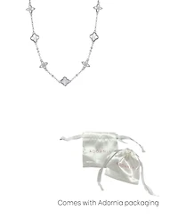 Adornia Silver Mother of Pearl Cz Mixed Clover Station Necklace