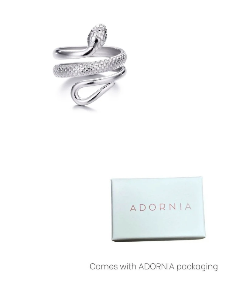 Adornia Tarnish Resistant Silver Curvy Snake Ring