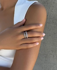 Adornia Crystal Mixed Metal 4-Layer Stack Ring