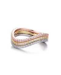 Adornia Cz Tri-Color Curved Eternity Band Nesting Ring Set