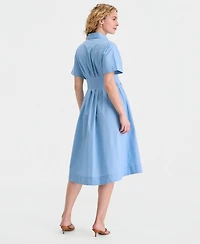 On 34th Women's Pleated Waist Midi Shirtdress, Macy's Exclusive