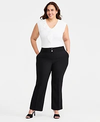 Kasper Plus Mixed-Media Ruffle Top