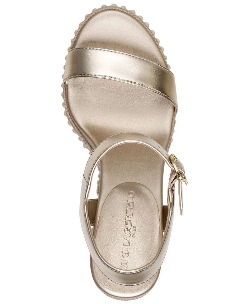Karl Lagerfeld Paris Women's Calzona Round Toe Wedge Sandals