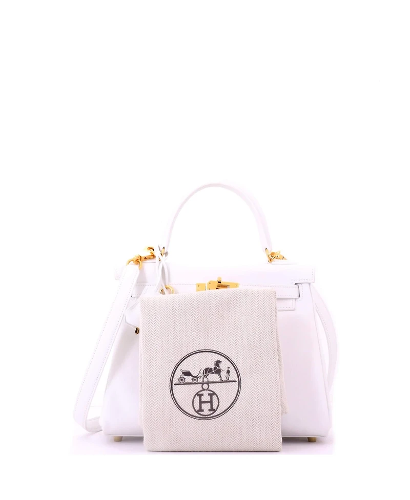 Pre-Owned HERMES Kelly 25 Handbag White Swift with Gold Hardware