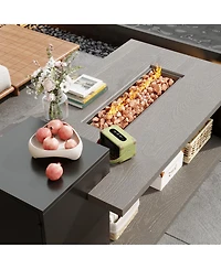 Homsee 50,000 Btu Metal Outdoor Fire Pit Table with Auto Shut-Off, Propane Storage, Rain Cover and Lava Rocks