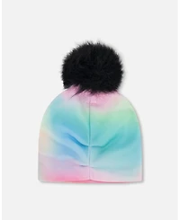 Deux par Girl Stretch Jersey Hat with Pompom