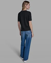 Karl Lagerfeld Paris Petite Short-Sleeve Sweater