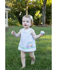Florence Eiseman Baby Girls Check Seersucker Shortall With Golf Cart