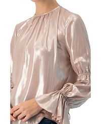 Ivonne Women's Straight Metallic Sheer Blouse