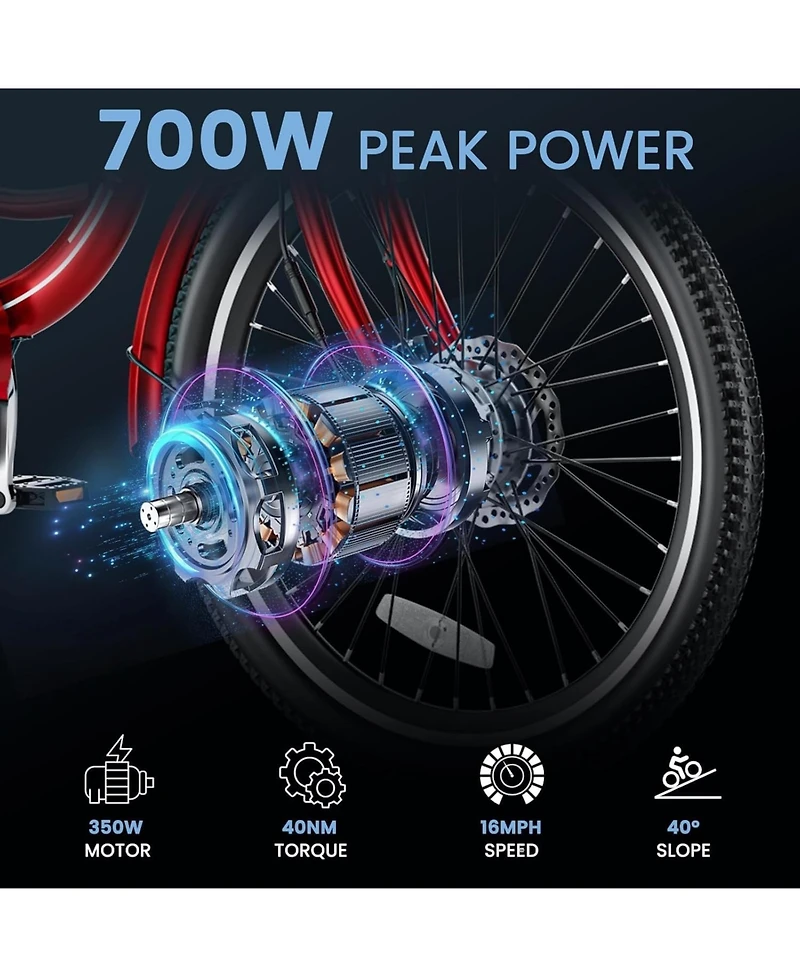 Mooncool 350W Electric Tricycle for Adults with 24" x 2.1" Wheels