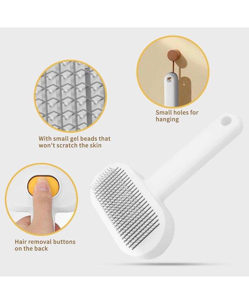 Aostirmotor Pet Grooming Brush for Dogs & Cats, Detangling Shedding Tool with Ergonomic Handle