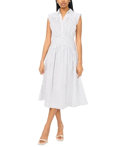 Msk Women's Collared Shirred Button-Down Dress
