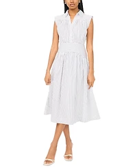 Msk Women's Collared Shirred Button-Down Dress