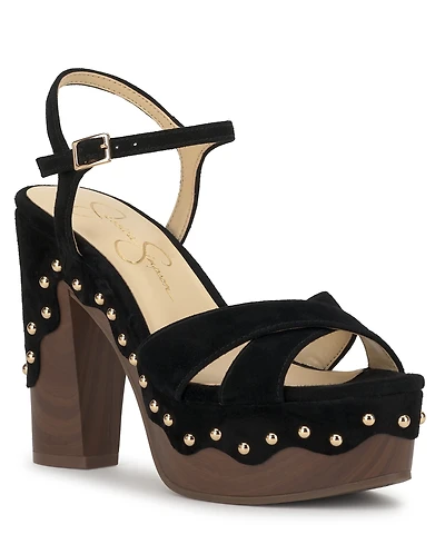 Jessica Simpson Women's Samintia Studded Wooden Platform Sandals