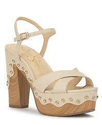 Jessica Simpson Women's Samintia Studded Wooden Platform Sandals