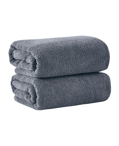 Linery & Co. 100% Cotton Textured 2-Piece Oversized Bath Sheet Set, 35” x 68”