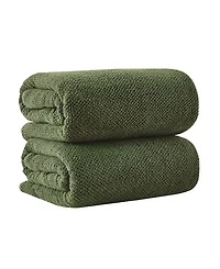 Linery and Co. 100% Cotton Textured 2-Piece Oversized Bath Sheet Set, 35" x 68"