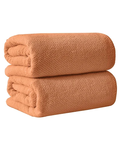 Linery & Co. 100% Cotton Textured 2-Piece Oversized Bath Sheet Set, 35” x 68”