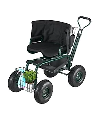 Sugift Adjustable Garden Stool with 360° Swivel Seat & Ergonomic Backrest