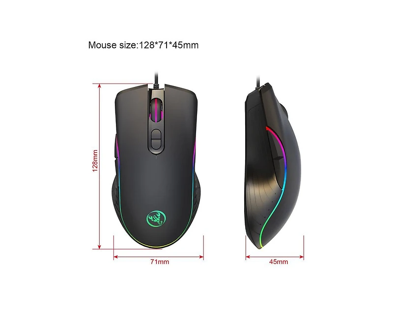 Risokeys Wired Rgb Gaming Mouse,8000 Dpi Adjustable, Ergonomic Comfort Grip with 7 Backlight Modes for Pc Gamers, Compatible with Windows & Mac