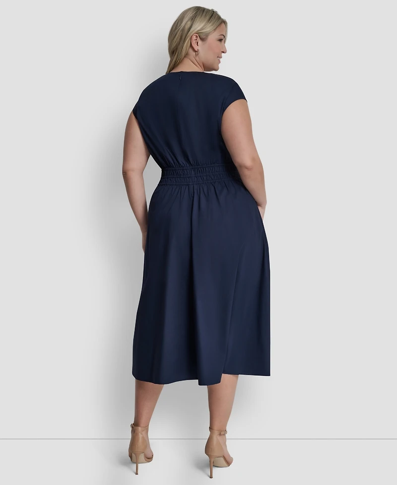 Dkny Plus Jewel Neck Midi Dress