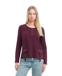 Wilt Clothing Women's U Neck Button Placket Tee